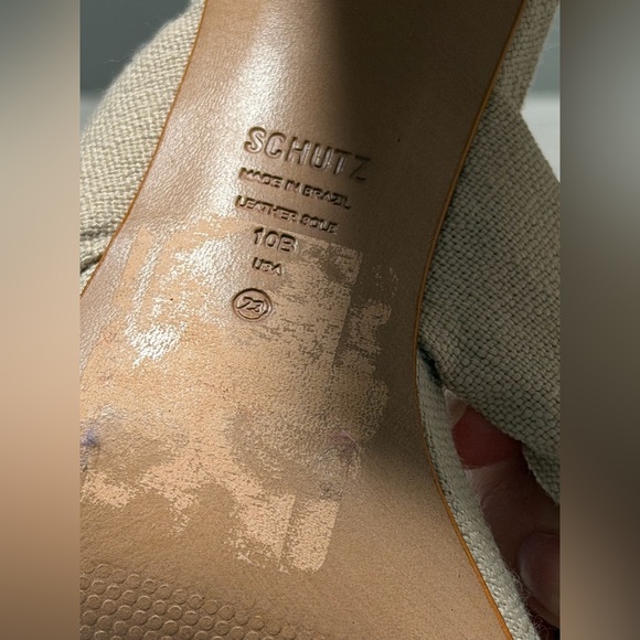 SCHUTZ Womens Linen Beige Tied Straps Fairy Open Slip On Heeled Sandal 10 B - Picture 7 of 7